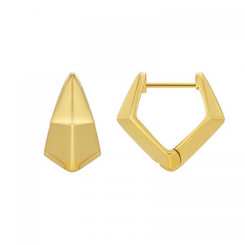 Brass Huggie Hoop Earring, plated, for woman, golden [