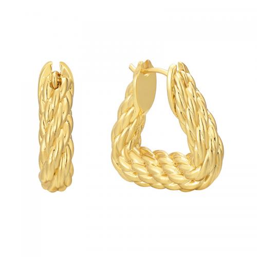 Brass Huggie Hoop Earring, plated, for woman, golden [