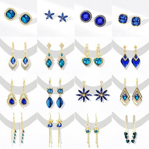 Zinc Alloy Drop Earring, with Crystal, plated & micro pave cubic zirconia & for woman, earring length 10-50mm [