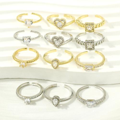 Cubic Zirconia Micro Pave Brass Finger Ring, plated & micro pave cubic zirconia & for woman Minimum inner diameter :18mm 