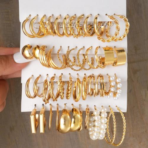 Plastic Pearl Zinc Alloy Earring, with Plastic Pearl, gold color plated, fashion jewelry & for woman 