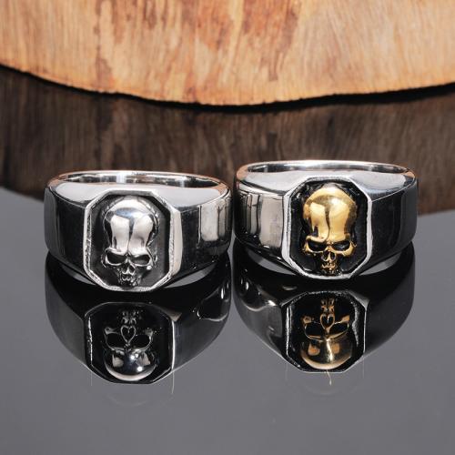 Titan Stahl Fingerring, Titanstahl, Schädel, Antikes Finish, Modeschmuck & verschiedene Größen vorhanden & für den Menschen, keine, wide:14mm, verkauft von PC[