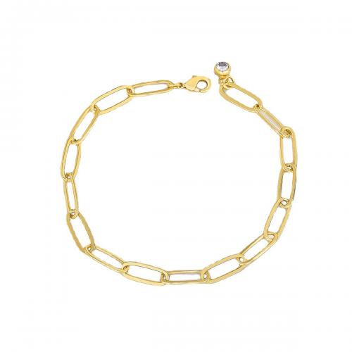 Pulseras de latón Zircon cúbico, metal, chapado, micro arcilla de zirconia cúbica & para mujer, dorado, longitud:aproximado 19 cm, Vendido por UD