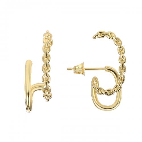 Brass Stud Earring, plated, for woman, golden [