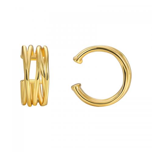 Brass Earring Clip, plated, for woman, golden [