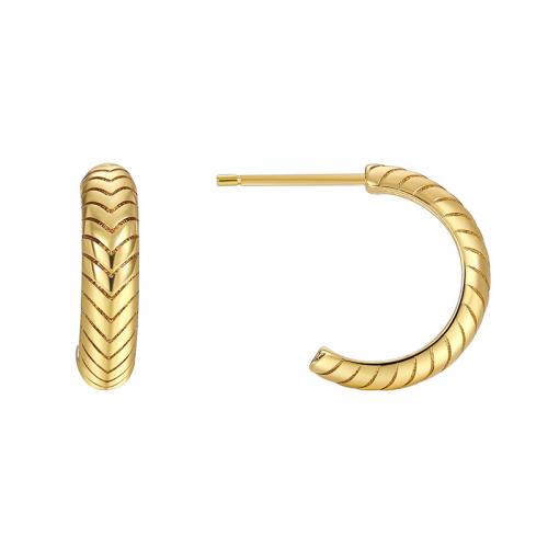 Brass Stud Earring, plated, for woman, golden [