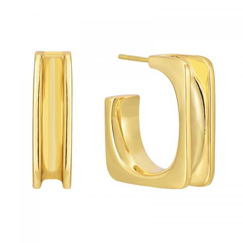 Brass Stud Earring, plated, for woman, golden [