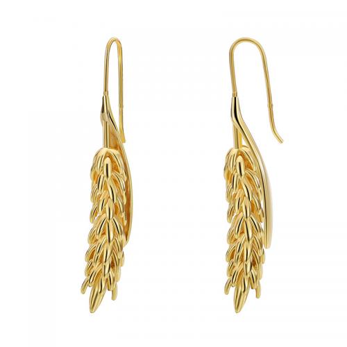 Brass Drop Earring, plated, for woman, golden [