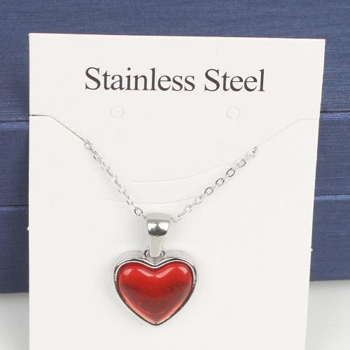 Titanium Steel Jewelry Necklace, with 5cm extender chain, Heart, fashion jewelry & Unisex & enamel nickel, lead & cadmium free Approx 45 cm 