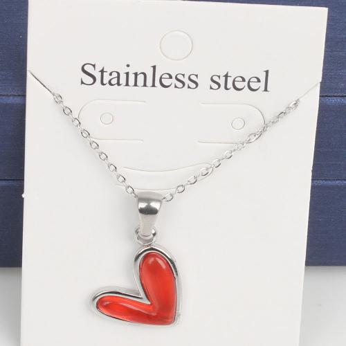 Titanium Steel Jewelry Necklace, with 5cm extender chain, Heart, fashion jewelry & Unisex & enamel nickel, lead & cadmium free Approx 45 cm 