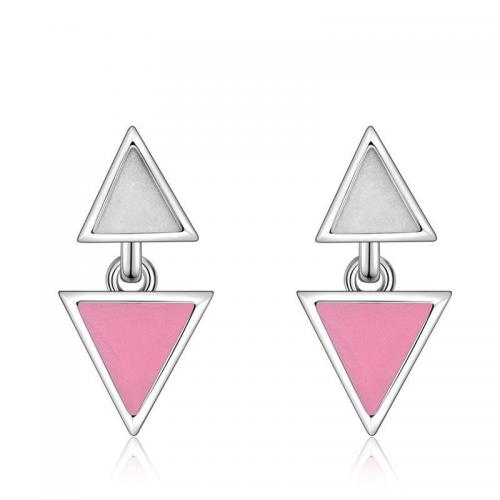 Brass Drop Earring, Triangle, fashion jewelry & for woman & enamel [