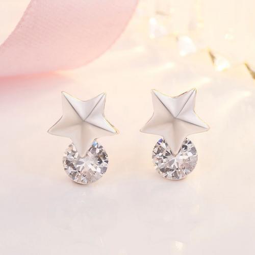 Cubic Zircon Brass Earring, Star, fashion jewelry & micro pave cubic zirconia & for woman [