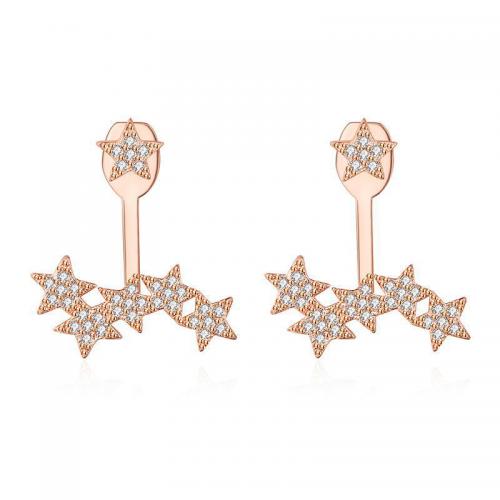 Cubic Zirconia Micro Pave Brass Earring, Star, plated, fashion jewelry & micro pave cubic zirconia & for woman [