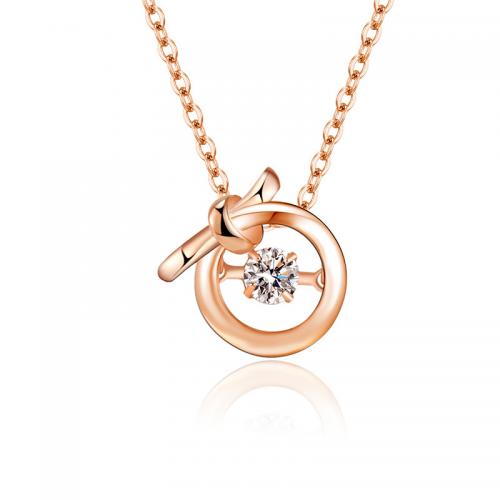 Cubic Zircon Micro Pave Brass Necklace, with 1.97inch extender chain, rose gold color plated, fashion jewelry & micro pave cubic zirconia & for woman Approx 15.74 Inch [