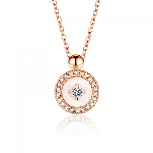 Cubic Zircon Micro Pave Brass Necklace, with 1.97inch extender chain, rose gold color plated, fashion jewelry & micro pave cubic zirconia & for woman Approx 15.74 Inch [