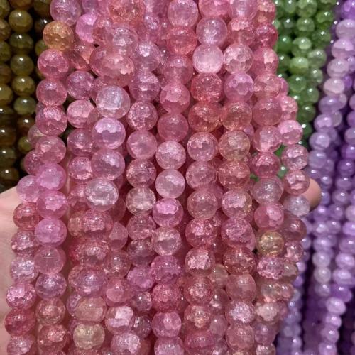 Abalorios de Cristal Craquelado, Vidrio, Esférico, Bricolaje, más colores para la opción, 10mm, aproximado 10Strandsfilamento/Bolsa, 80PCs/Sarta, Vendido por Bolsa