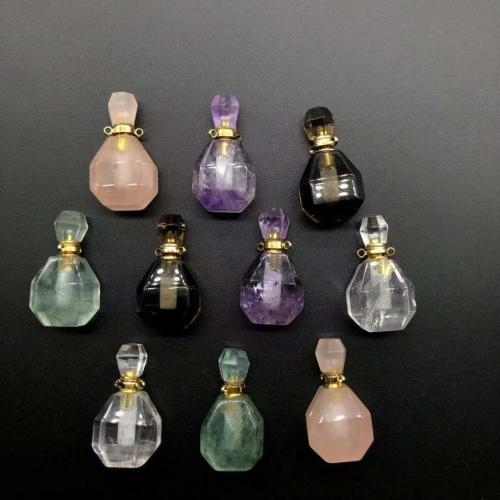 pierre gemme Pendentif bouteille de parfum, avec alliage de zinc, DIY, Couleur aléatoire Vendu par PC