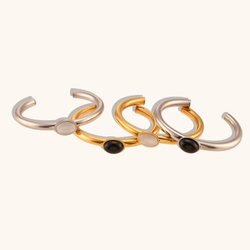 Edelstahl Fingerring, 304 Edelstahl, mit Achat, Vakuum-Ionen-Beschichtung, Modeschmuck & für Frau, keine, Inside Diameter:66.6mm, verkauft von PC