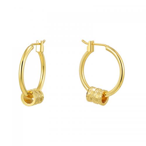 Brass Huggie Hoop Earring, plated, for woman, golden [