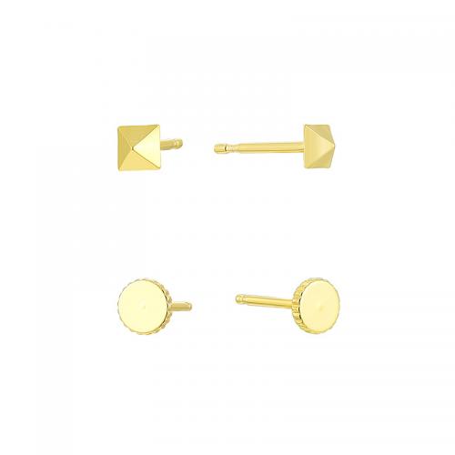 Brass Stud Earring, plated, 2 pieces & for woman, golden [