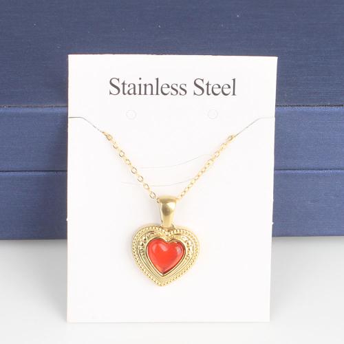 Titanium Steel Jewelry Necklace, with 5cm extender chain, Heart, Vacuum Ion Plating, fashion jewelry & Unisex & enamel nickel, lead & cadmium free Approx 45 cm 