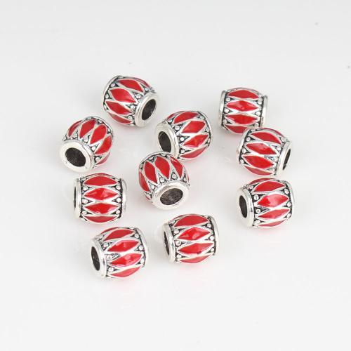 Perles de gros trou en alliage de zinc, Seau, Placage de couleur argentée, bijoux de mode & DIY & émail, plus de couleurs à choisir, 10mm Environ 4mm, Vendu par PC