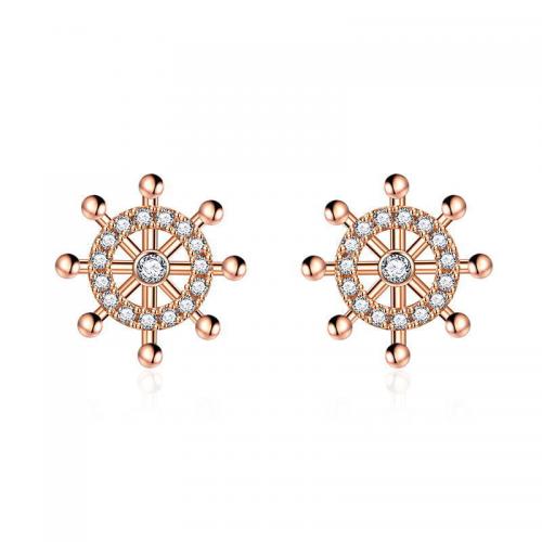 Cubic Zirconia Micro Pave Brass Earring, Ferris Wheel, rose gold color plated, fashion jewelry & micro pave cubic zirconia & for woman [