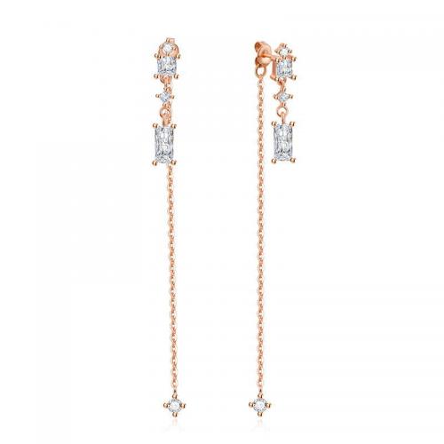 Cubic Zirconia Micro Pave Brass Earring, rose gold color plated, fashion jewelry & micro pave cubic zirconia & for woman [