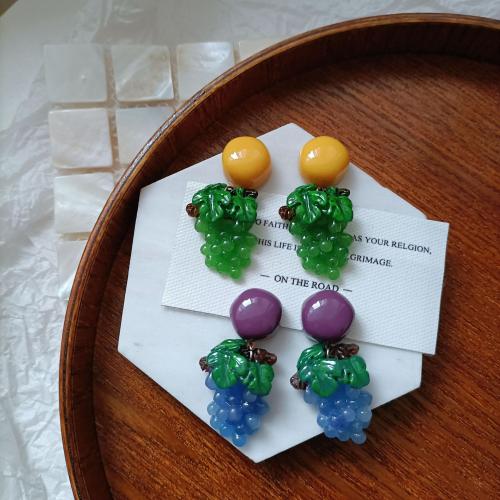 Resin Drop Earring, Grape, fashion jewelry & for woman 45mm 