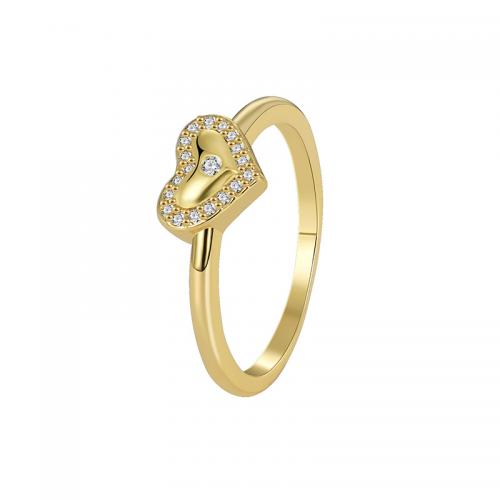 Cubic Zirconia Micro Pave Brass Finger Ring, plated & micro pave cubic zirconia & for woman, golden 