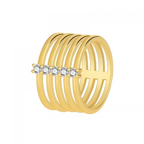 Cubic Zirconia Micro Pave Brass Finger Ring, plated & micro pave cubic zirconia & for woman, golden 