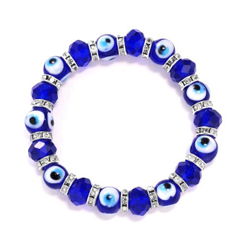 Evil Eye Bracelet Bijoux, alliage de zinc, avec fil élastique & résine, bijoux de mode & pour femme, plus de couleurs à choisir, Vendu par PC