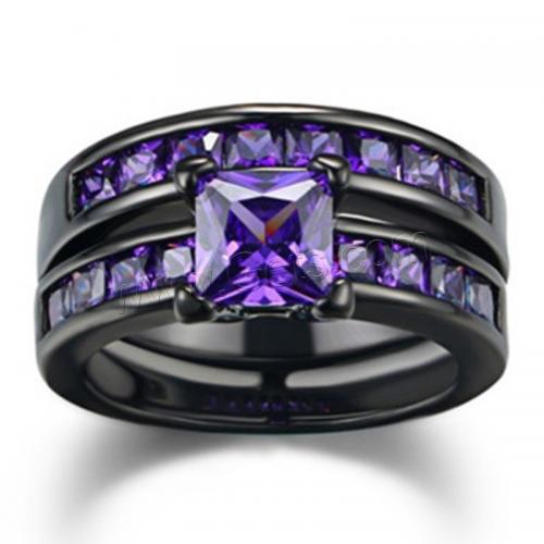 Rhinestone Zinc Alloy Finger Ring, fashion jewelry & for woman & with rhinestone, purple [