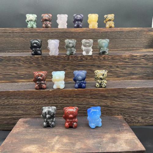 Gemstone Decoration, Bear, Carved, for home and office & cute, Random Color, 30mm 