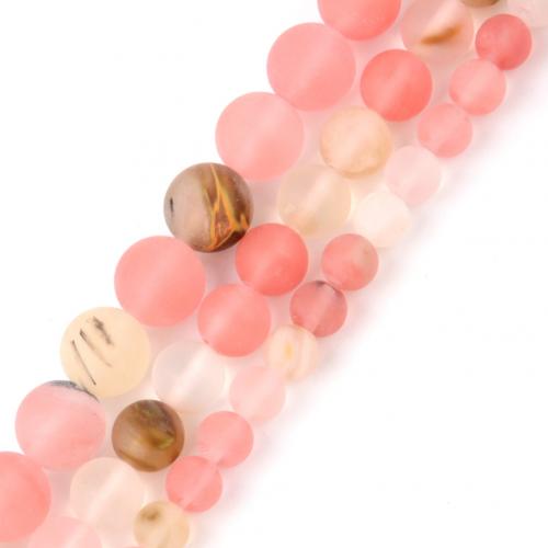 Mix Color Quartz Beads, Watermelon, Round, DIY & frosted, pink Approx 39 cm [