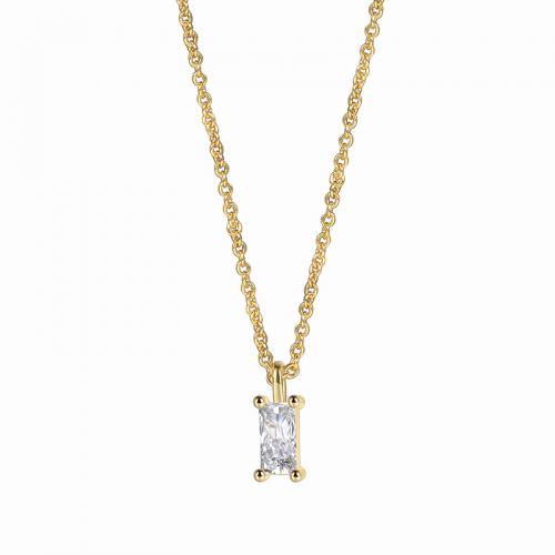 Cubic Zircon Micro Pave Brass Necklace, plated, micro pave cubic zirconia & for woman, golden Approx 45-55 cm [