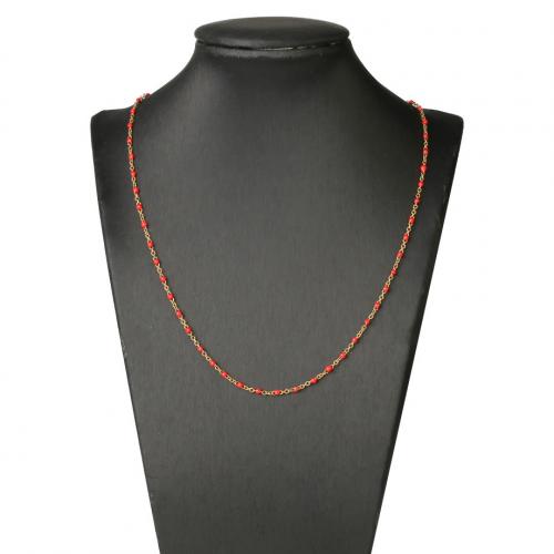 Edelstahl Schmuck Halskette, 304 Edelstahl, mit Verlängerungskettchen von 4.5cm, Vakuum-Ionen-Beschichtung, Modeschmuck & unisex & Emaille, keine, 2mm, Länge:ca. 45 cm, verkauft von PC