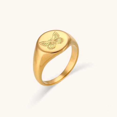 Edelstahl Fingerring, 316 L Edelstahl, 18K vergoldet, Modeschmuck & verschiedene Größen vorhanden & für Frau, verkauft von PC