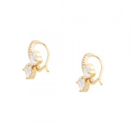 Cubic Zirconia Micro Pave Brass Earring, Bowknot, 14K gold plated, DIY & micro pave cubic zirconia [