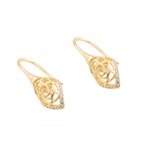 Cubic Zirconia Micro Pave Brass Earring, 14K gold plated, DIY & micro pave cubic zirconia [