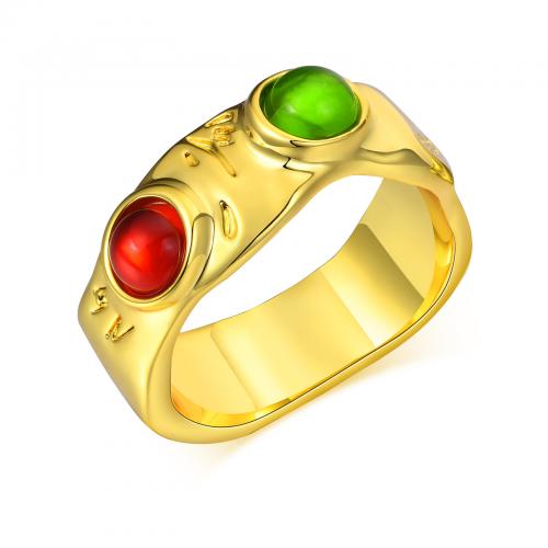 Brass Finger Ring, with Resin, gold color plated, fashion jewelry & for woman .2mm [