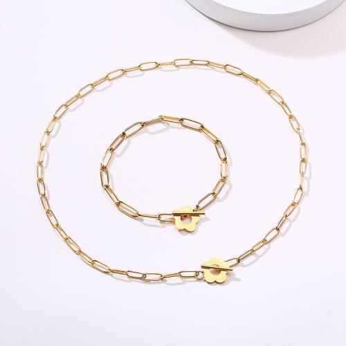 Ensemble de bijoux en acier de titane, Acier titane, Placage de couleur d'or, bijoux de mode & styles différents pour le choix & pour femme, Vendu par PC[