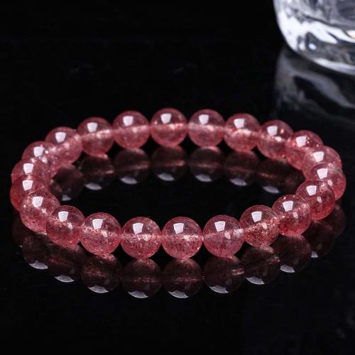 Quarz Armbänder, Strawberry Quartz, rund, Modeschmuck & unisex & verschiedene Größen vorhanden, Rosa, 8mm, Länge:ca. 18 cm, verkauft von PC[