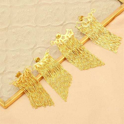 Fashion Fringe Earrings, Messing, QuasteTroddel, goldfarben plattiert, Modeschmuck & verschiedene Stile für Wahl & für Frau, keine, 24x46mm, verkauft von Paar