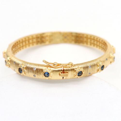 Brass Bangle, 18K gold plated, fashion jewelry & micro pave cubic zirconia & for woman Inner Approx 57mm [