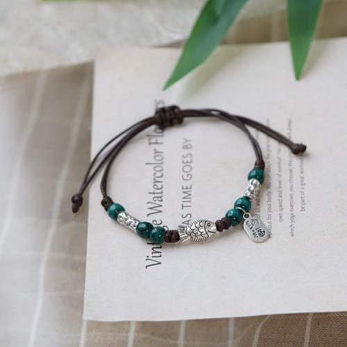 Porcelain Bracelets, with Wax Cord & Zinc Alloy, handmade, Unisex Approx 15-20 cm 