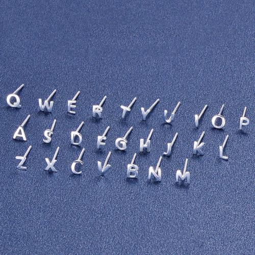 925er Sterling Silber Ohrstecker, Alphabet-Buchstabe, verschiedene Stile für Wahl & für Frau, earring length 2-8mm, verkauft von Paar