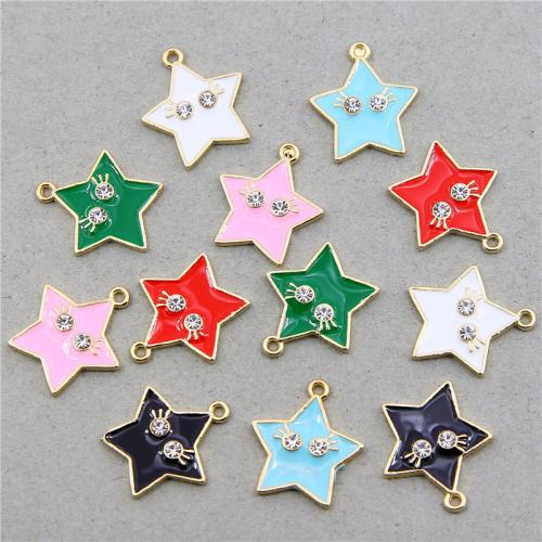 Zinc Alloy Enamel Pendants, Star, gold color plated, fashion jewelry & DIY & with rhinestone Approx [