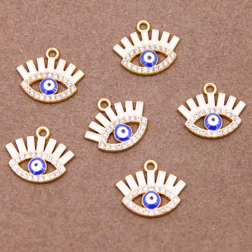 Zinc Alloy Evil Eye Pendant, gold color plated, fashion jewelry & DIY & enamel & with rhinestone & hollow Approx [