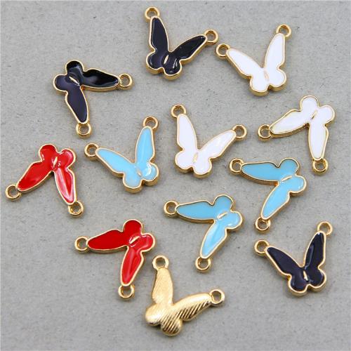 Zinc Alloy Enamel Pendants, Butterfly, gold color plated, fashion jewelry & DIY & double-hole Approx [